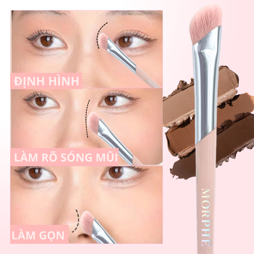 Cọ Tán Khối Mũi Kem Đầu Vát Liềm Dày Góc Cạnh Morphe Nose Contour Brush M199